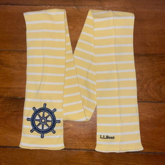 LL Bean Yellow and White Knit Nautical Striped Scarf - Picture 2 of 7
